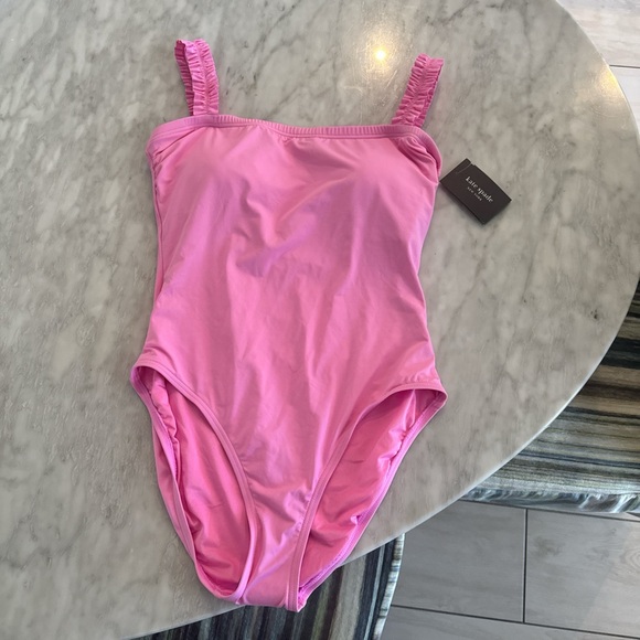 kate spade Other - New Kate Spade Surf Pink Square Neck one-piece swimsuit with ruffles